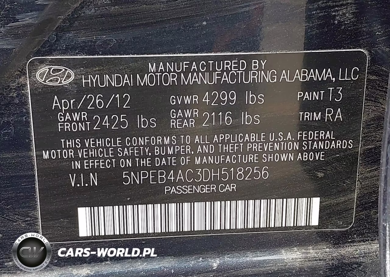 2013 Hyundai Sonata Gls VIN:5NPEB4AC3DH518256 - 9
