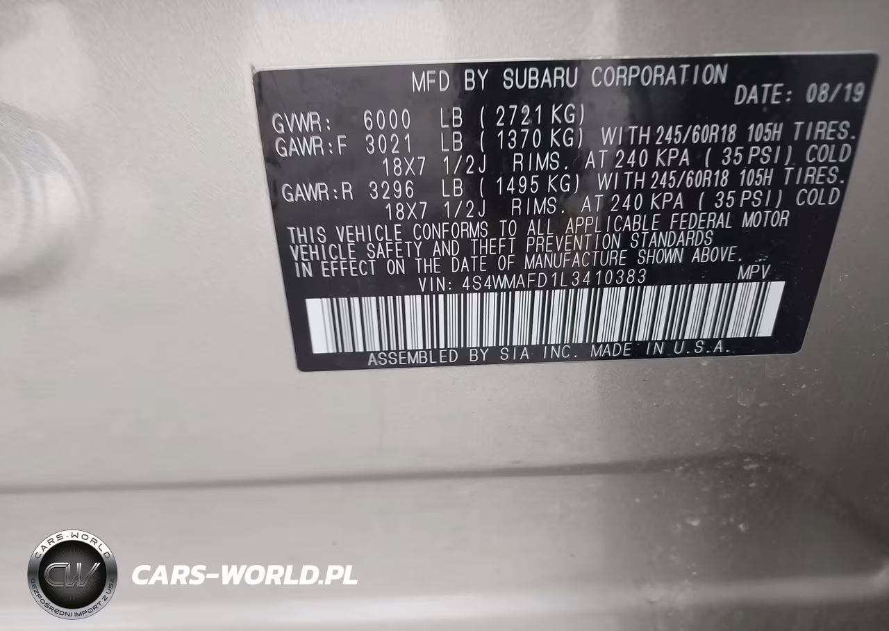 2020 Subaru Ascent Premium VIN:4S4WMAFD1L3410383 - 9