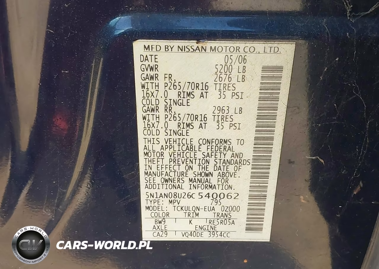 2006 Nissan Xterra X VIN:5N1AN08U26C540062 - 9