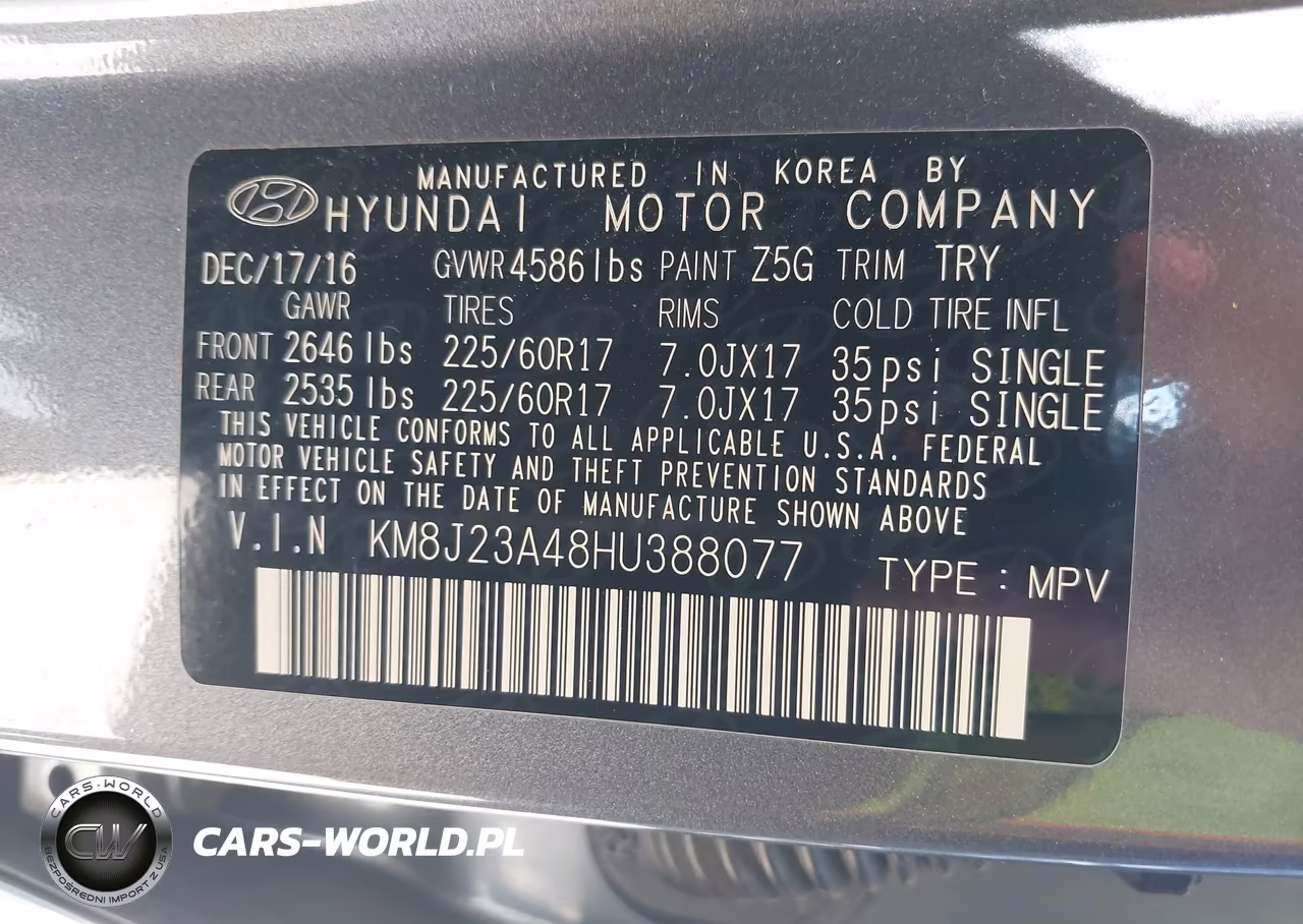 2017 Hyundai Tucson Se VIN:KM8J23A48HU388077 - 9