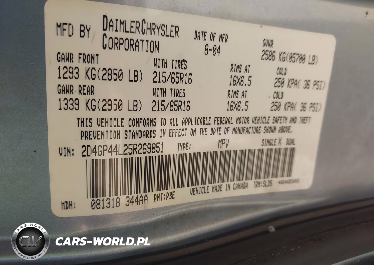 2005 Dodge Grand Caravan Sxt VIN:2D4GP44L25R269851 - 9