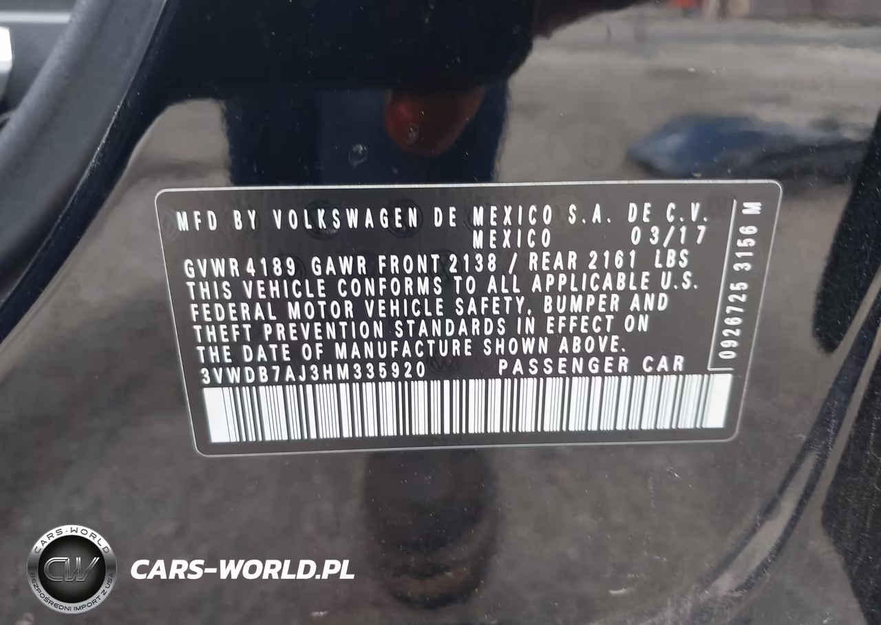 2017 Volkswagen Jetta 1.4T Se VIN:3VWDB7AJ3HM335920 - 9