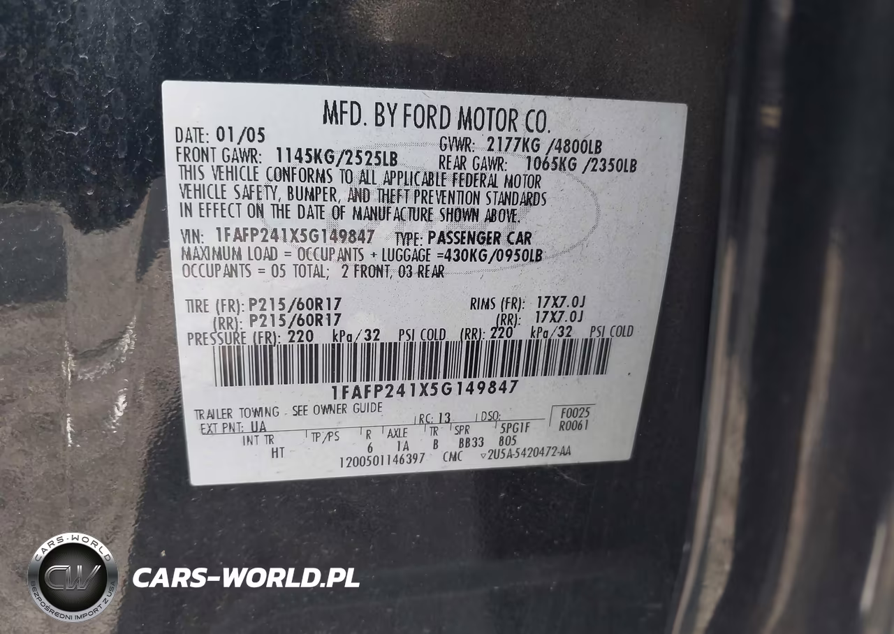2005 Ford Five Hundred Sel VIN:1FAFP241X5G149847 - 9