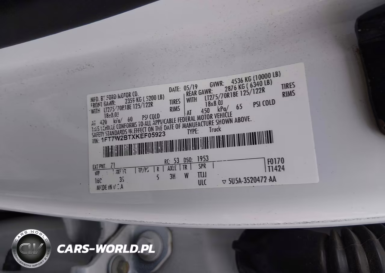 2019 Ford F-250 Xlt VIN:1FT7W2BTXKEF05923 - 9