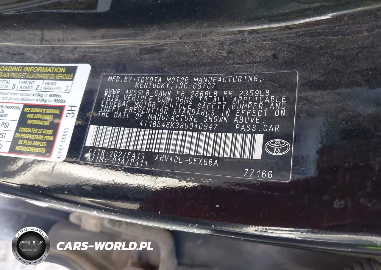 2008 Toyota Camry Hybrid VIN:4T1BB46K38U040947 - 9