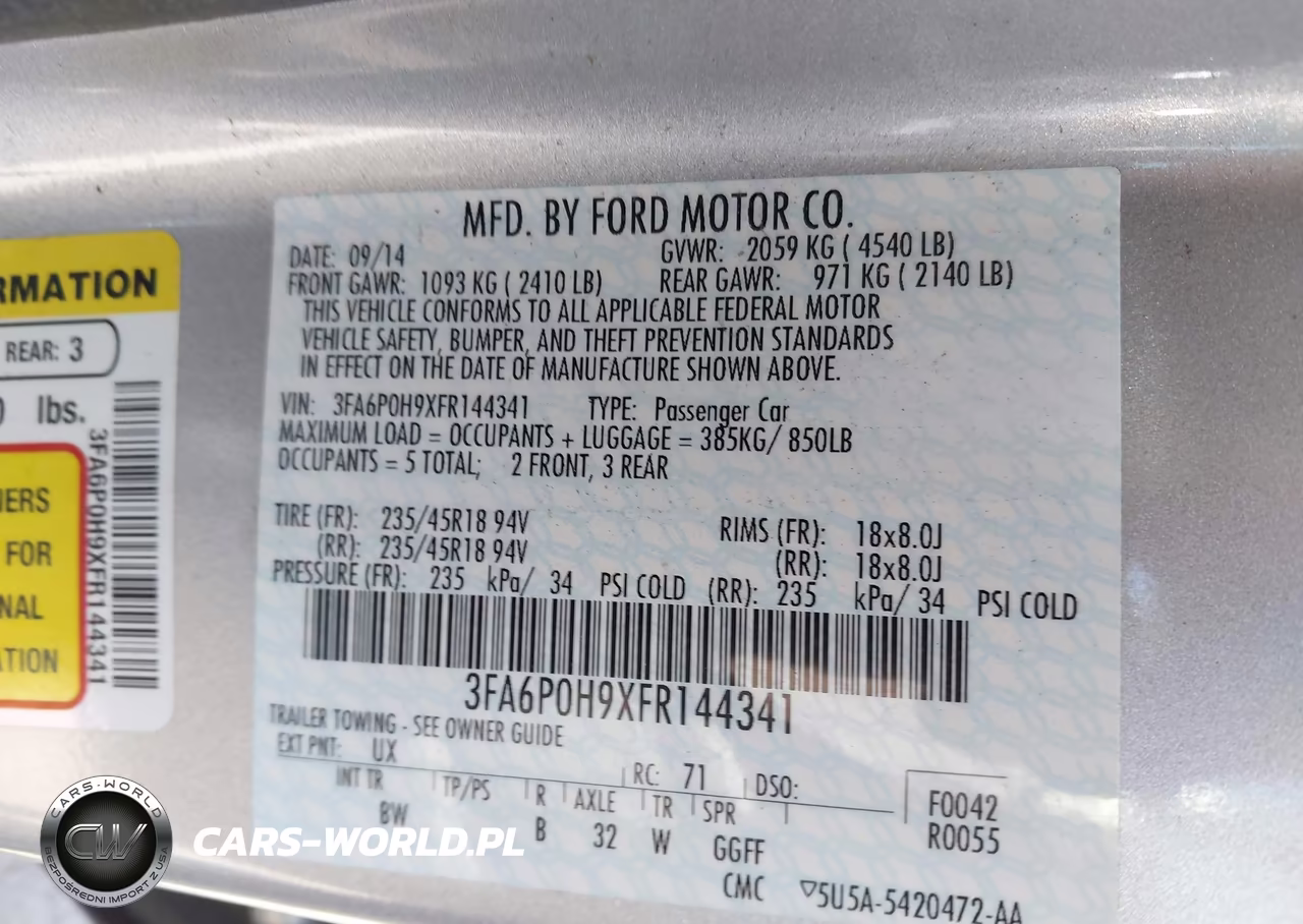 2015 Ford Fusion Se VIN:3FA6P0H9XFR144341 - 9