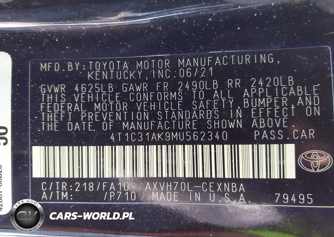 2021 Toyota Camry Le Hybrid VIN:4T1C31AK9MU562340 - 9