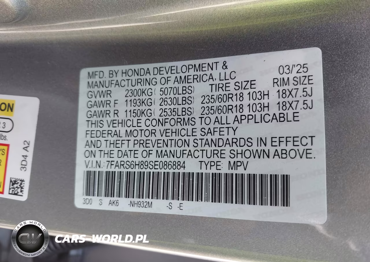 2025 Honda Cr-V Hybrid Sport-L VIN:7FARS6H89SE086884 - 9