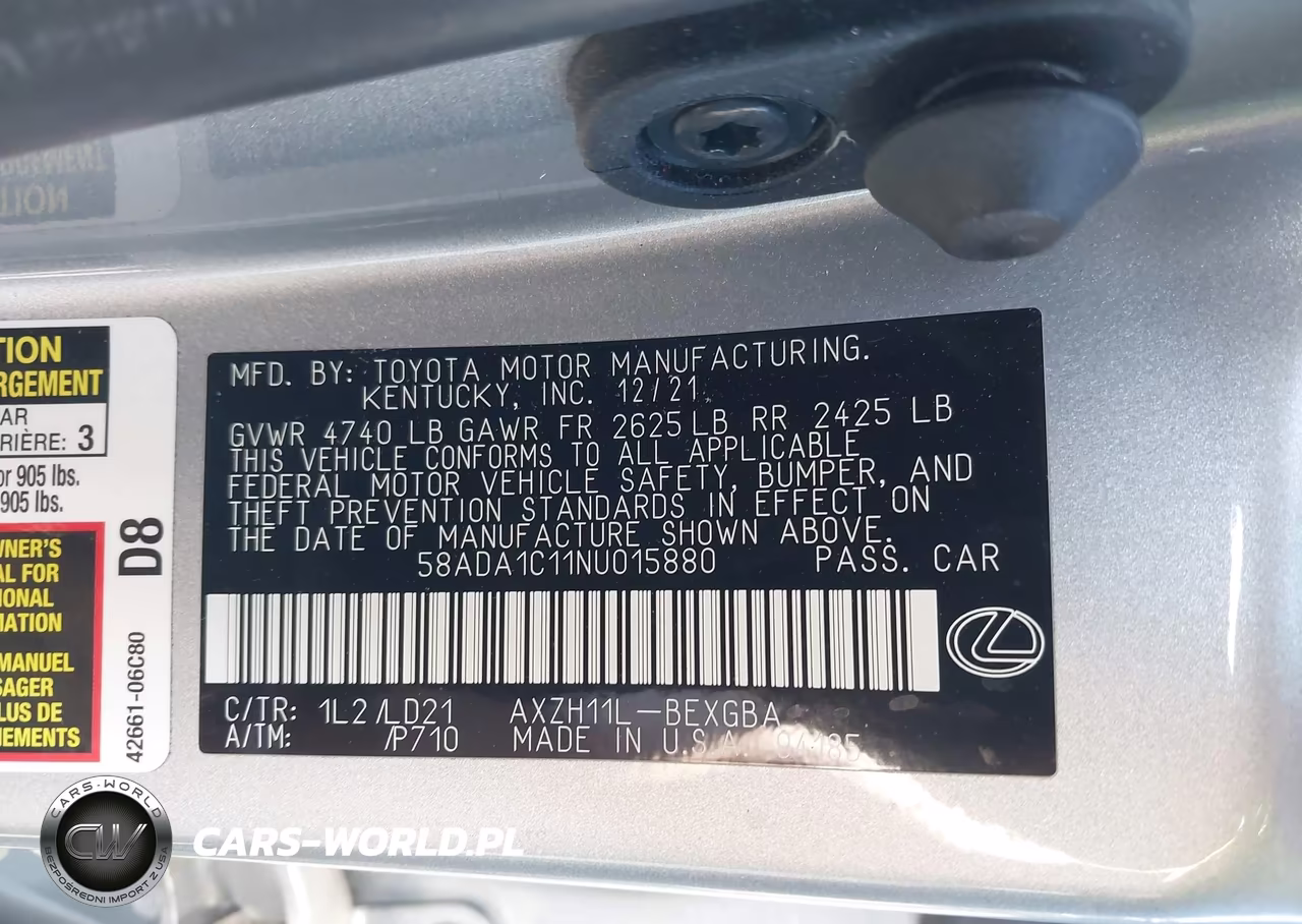 2022 Lexus Es 300H VIN:58ADA1C11NU015880 - 9