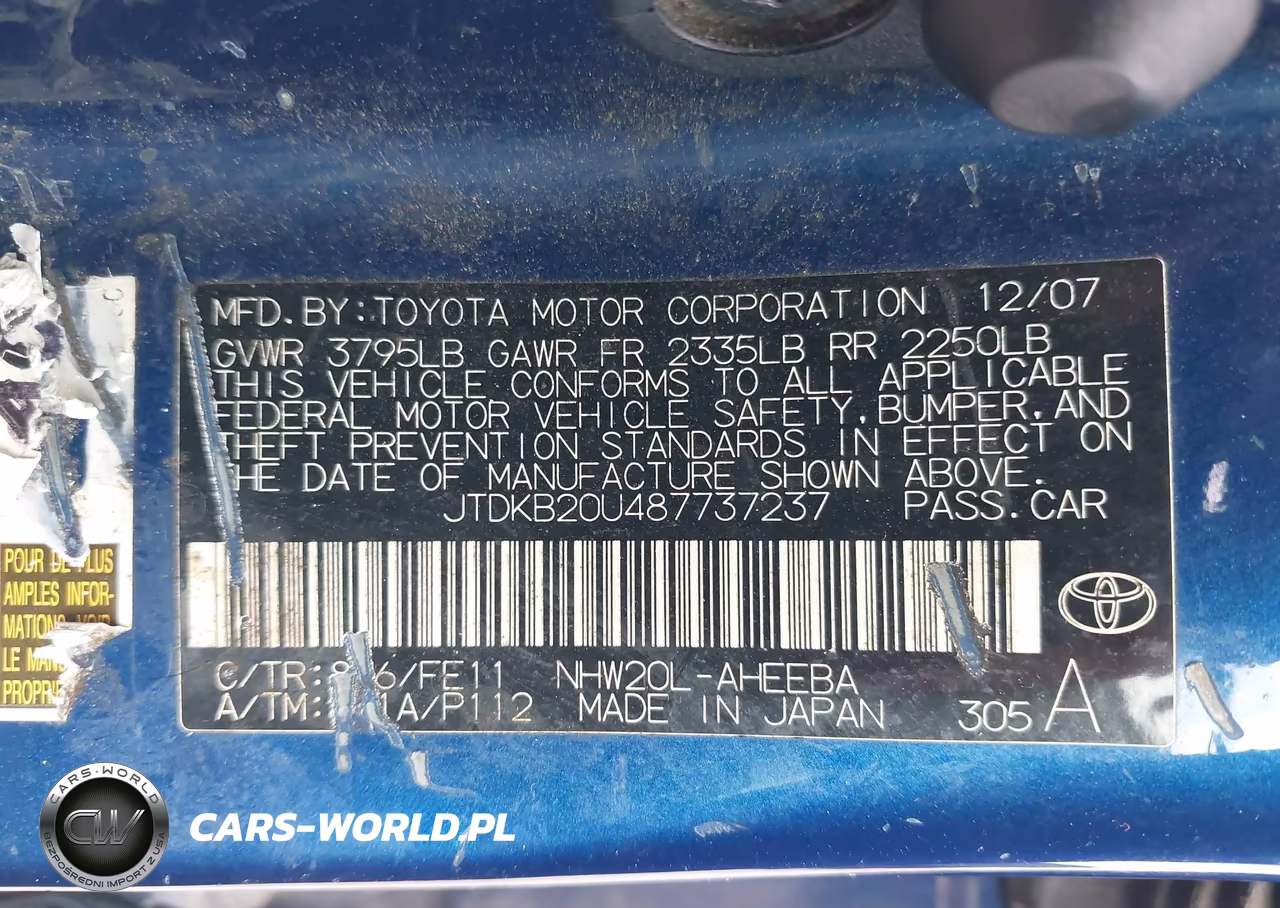 2008 Toyota Prius VIN:JTDKB20U487737237 - 9
