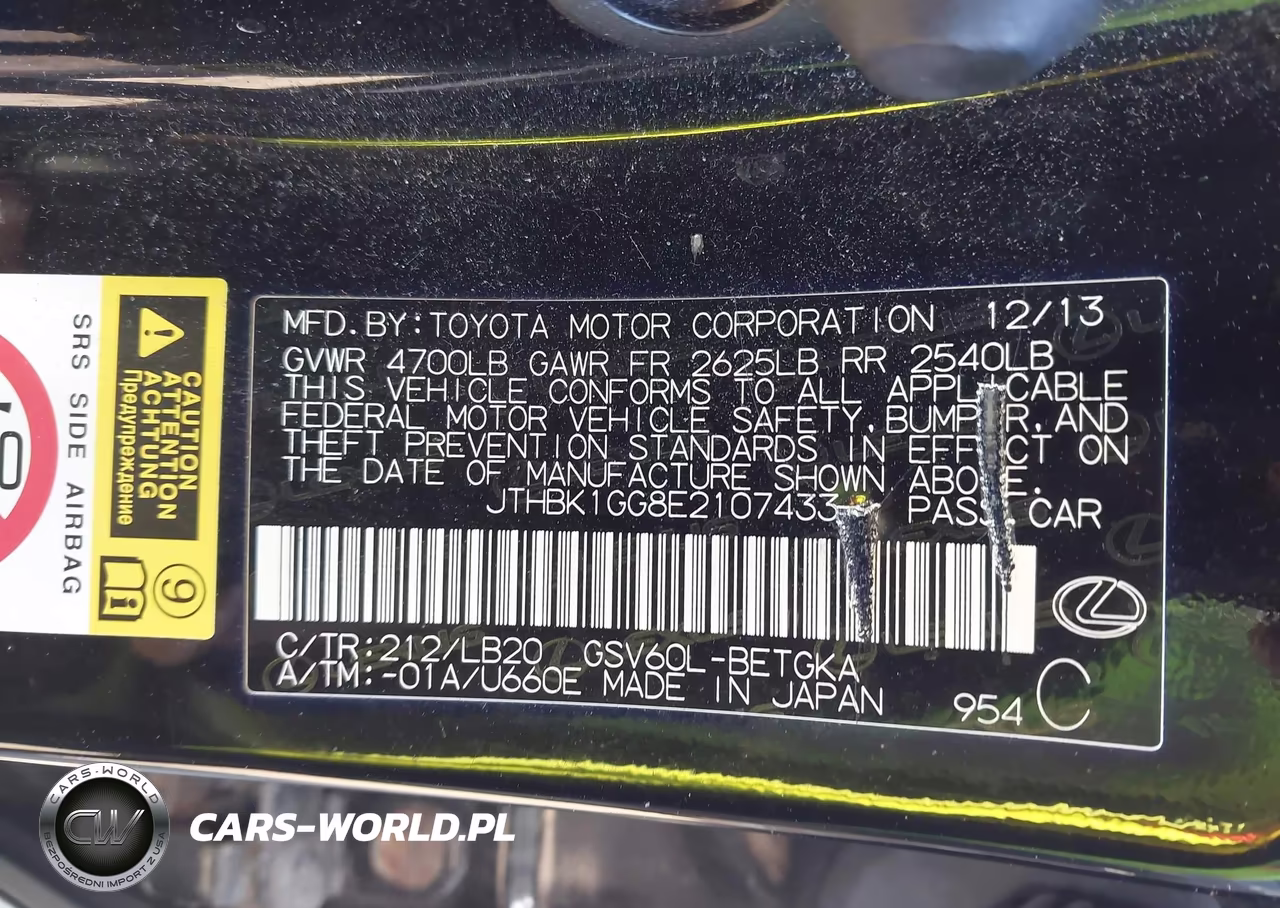 2014 Lexus Es 350 VIN:JTHBK1GG8E2107433 - 9