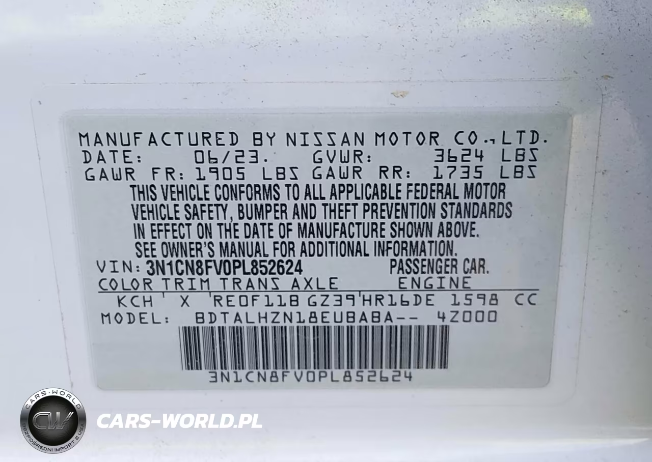2023 Nissan Versa 1.6 Sr Xtronic Cvt VIN:3N1CN8FV0PL852624 - 9
