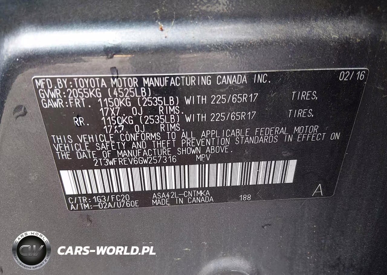 2016 Toyota Rav4 Xle VIN:2T3WFREV6GW257316 - 9