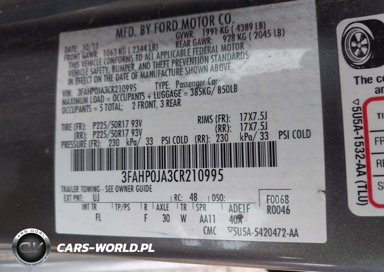 2012 Ford Fusion Sel VIN:3FAHP0JA3CR210995 - 9