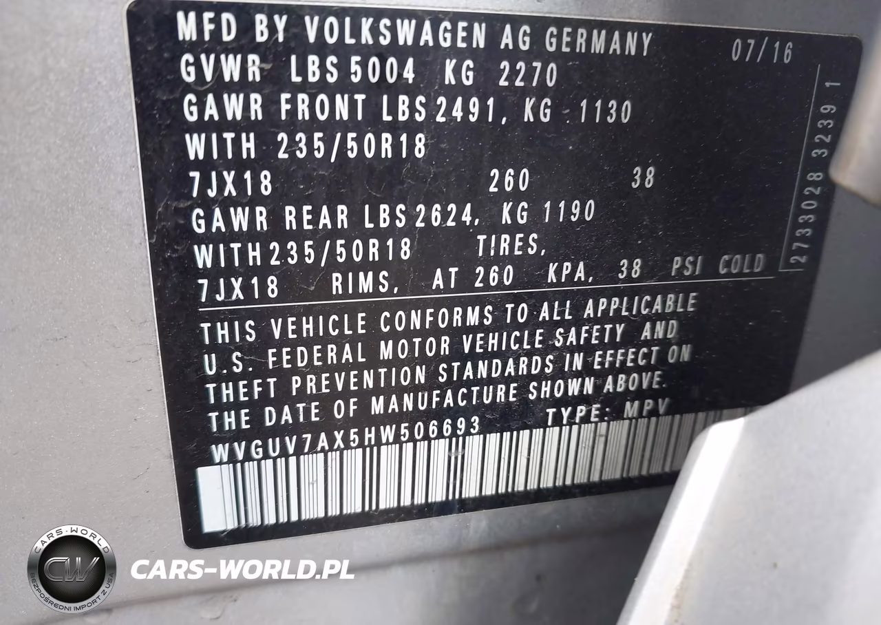 2017 Volkswagen Tiguan 2.0T Sport VIN:WVGUV7AX5HW506693 - 9