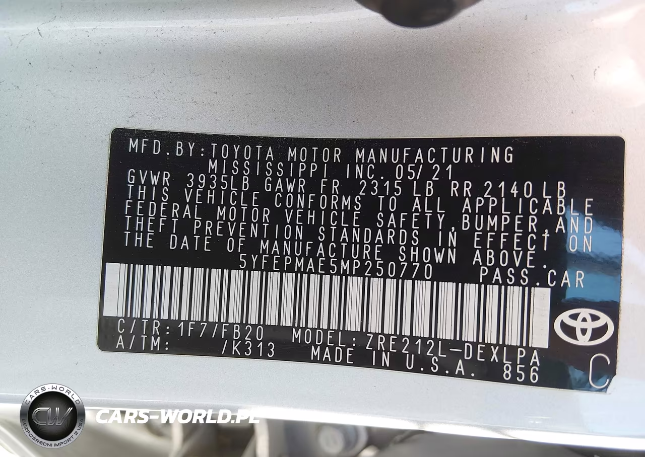 2021 Toyota Corolla Le VIN:5YFEPMAE5MP250770 - 9