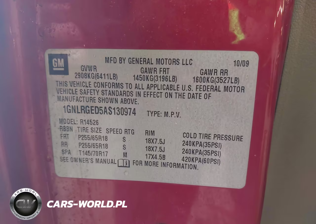 2010 Chevrolet Traverse Lt VIN:1GNLRGED5AS130974 - 9