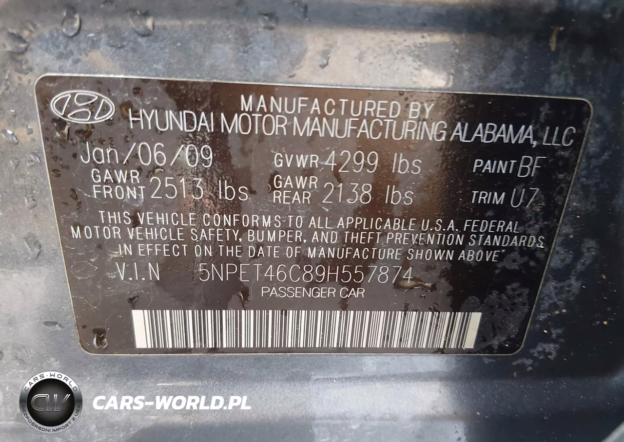 2009 Hyundai Sonata Gls VIN:5NPET46C89H557874 - 9