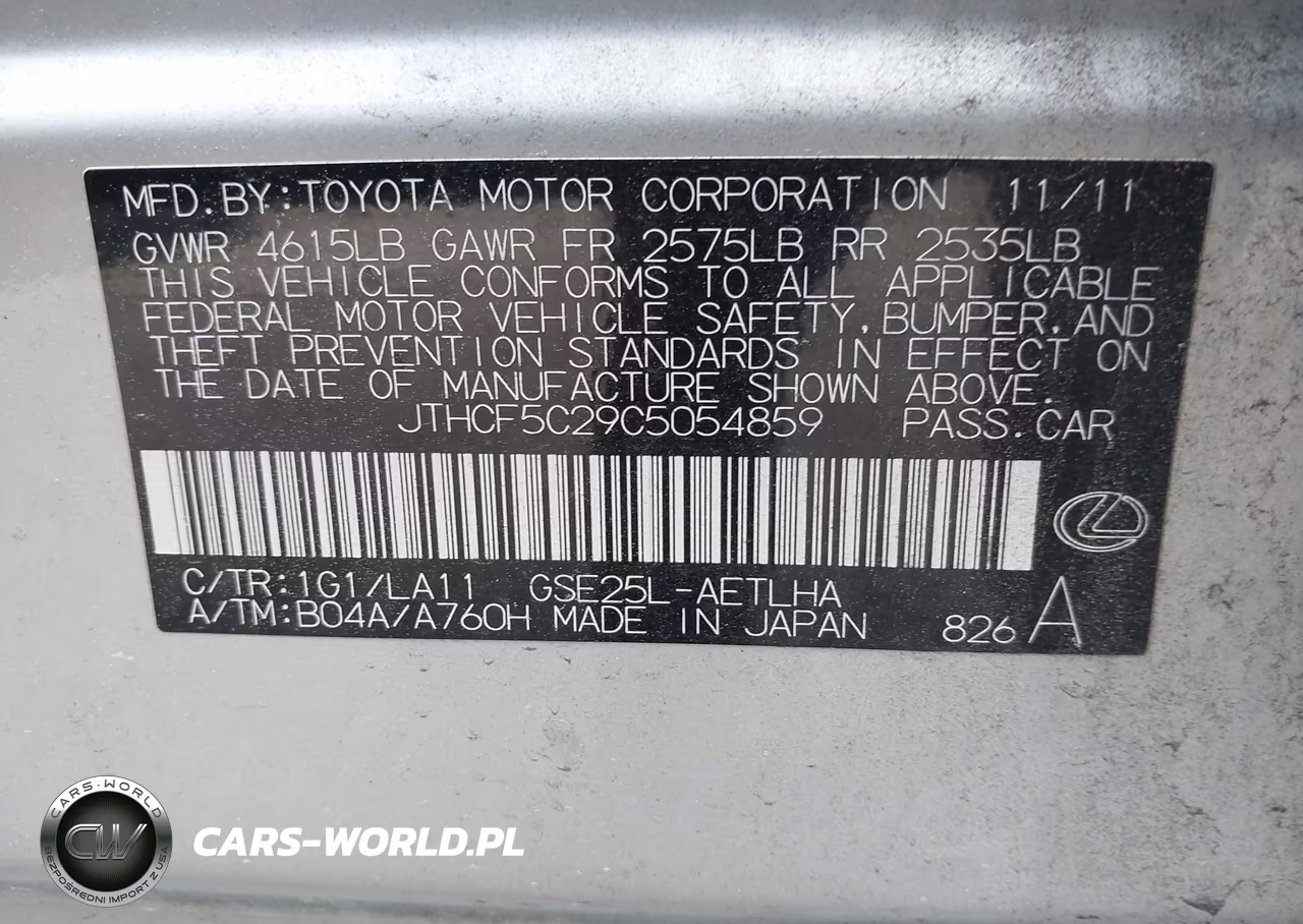 2012 Lexus Is 250 VIN:JTHCF5C29C5054859 - 9
