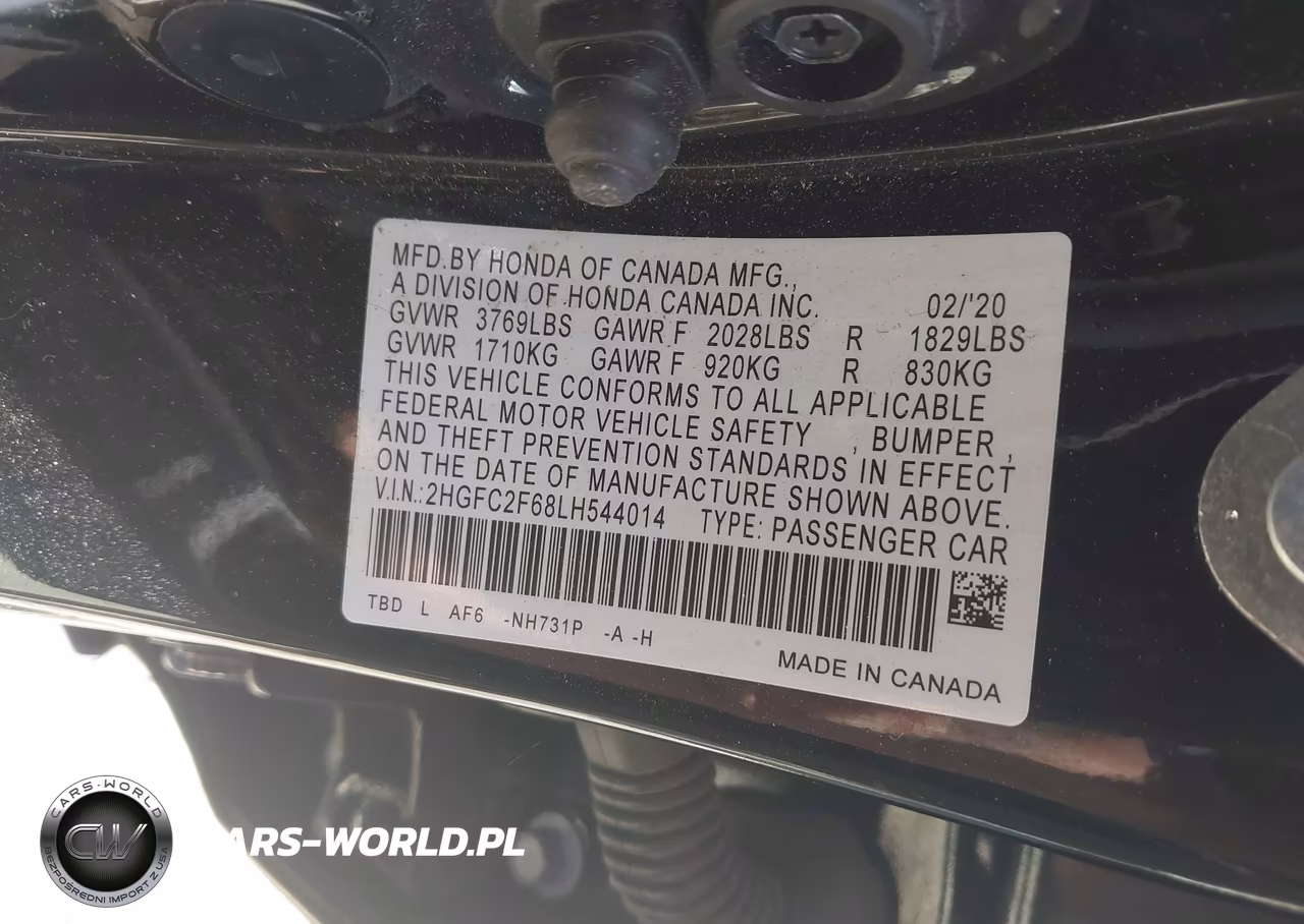 2020 Honda Civic Lx VIN:2HGFC2F68LH544014 - 9