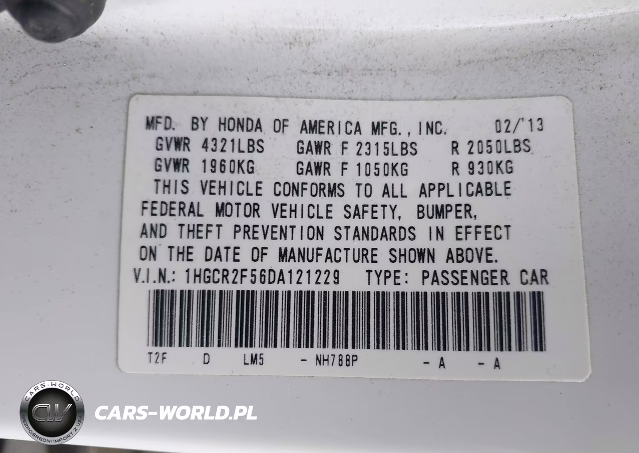 2013 Honda Accord Sport VIN:1HGCR2F56DA121229 - 9