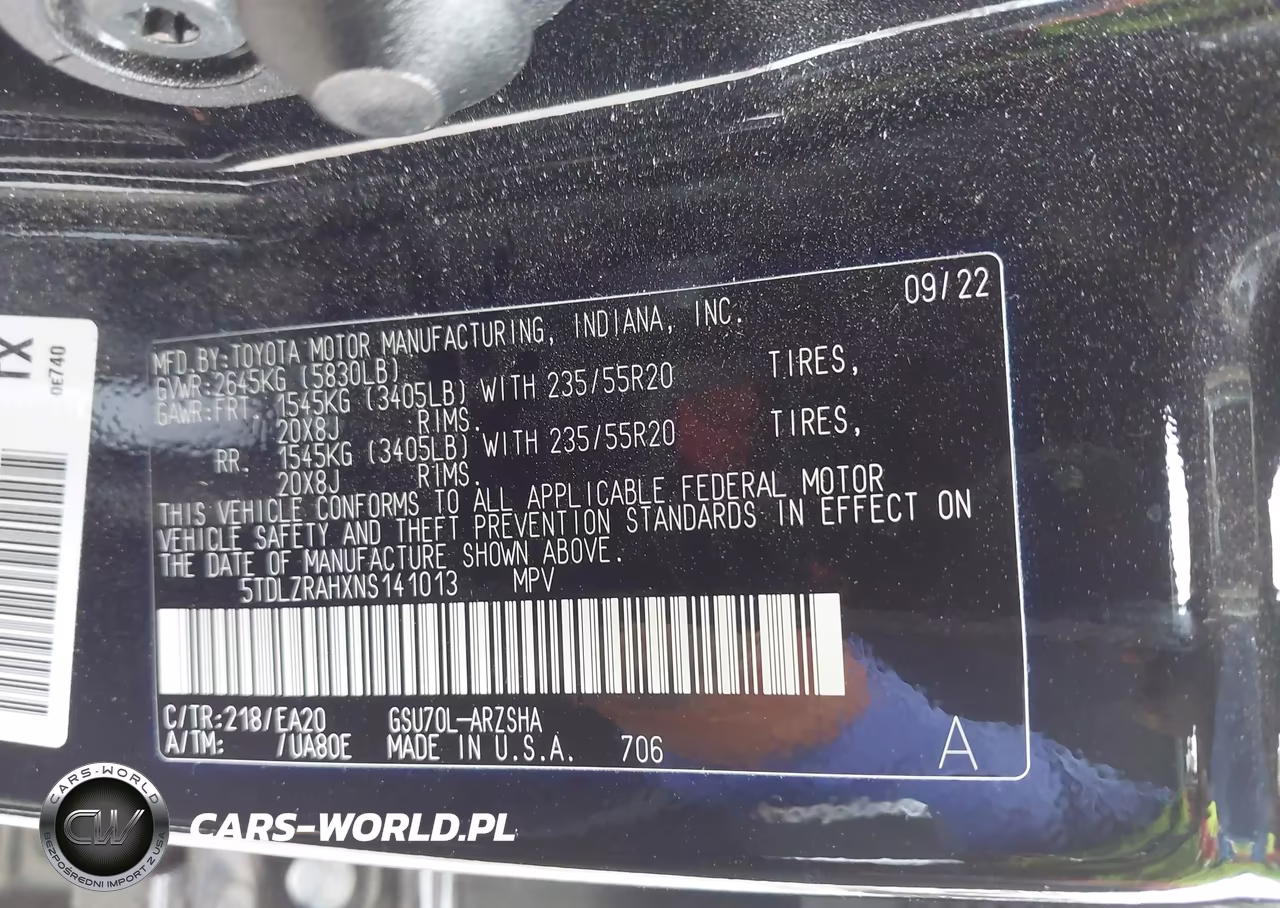 2022 Toyota Highlander Xse VIN:5TDLZRAHXNS141013 - 9