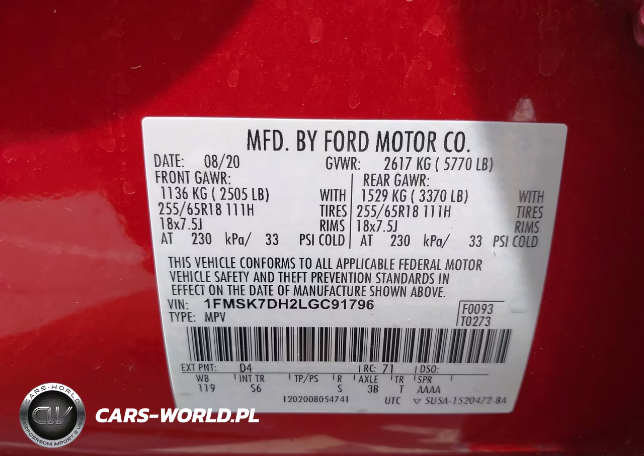 2020 Ford Explorer Xlt VIN:1FMSK7DH2LGC91796 - 9