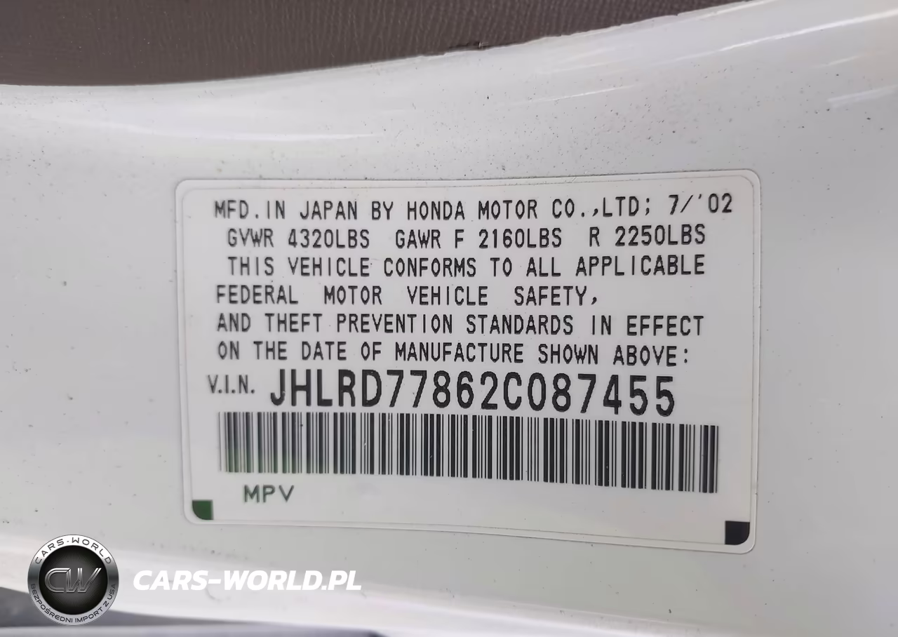 2002 Honda Cr-V Ex VIN:JHLRD77862C087455 - 9