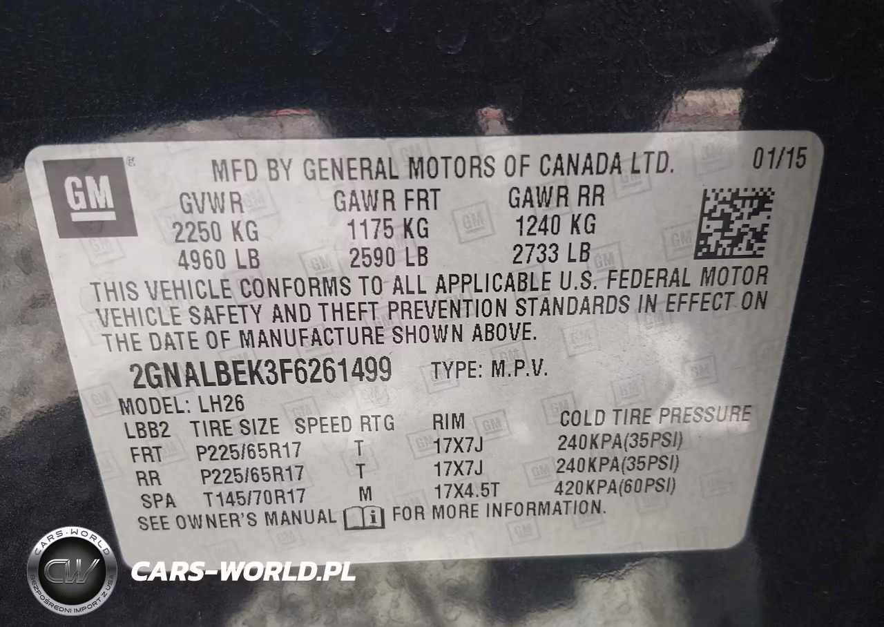2015 Chevrolet Equinox 1Lt VIN:2GNALBEK3F6261499 - 9