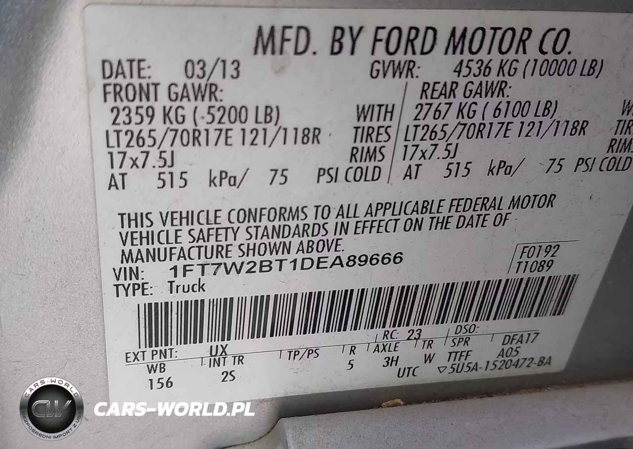 2013 Ford F-250 Xlt VIN:1FT7W2BT1DEA89666 - 9