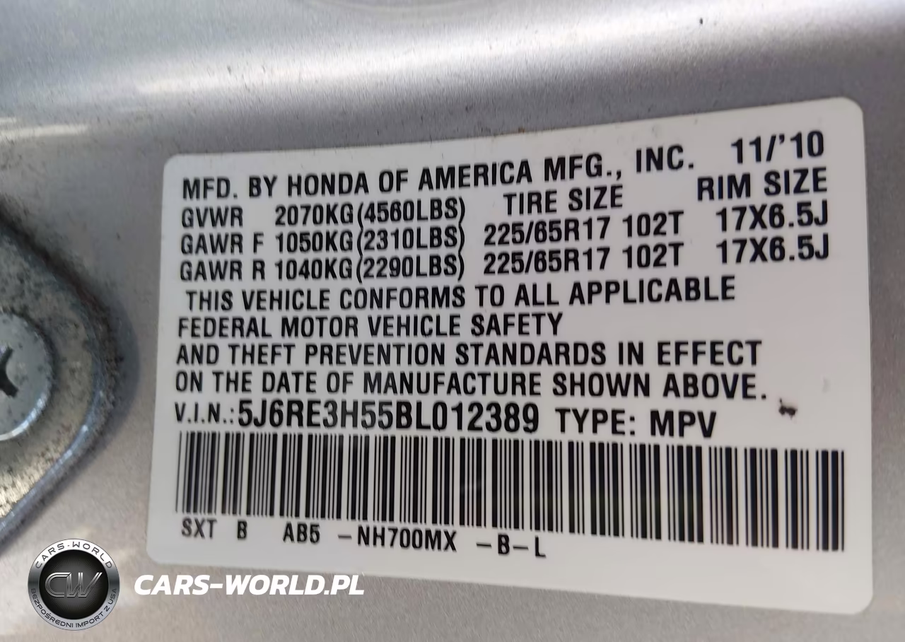 2011 Honda Cr-V Ex VIN:5J6RE3H55BL012389 - 9