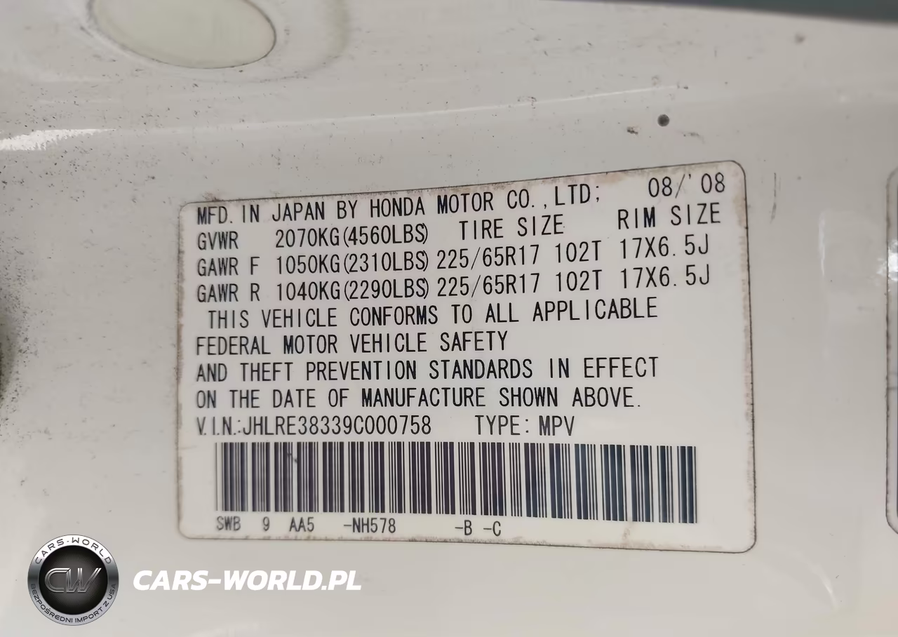 2009 Honda Cr-V Lx VIN:JHLRE38339C000758 - 9