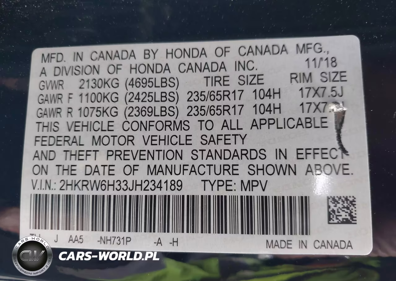 2018 Honda Cr-V Lx VIN:2HKRW6H33JH234189 - 9