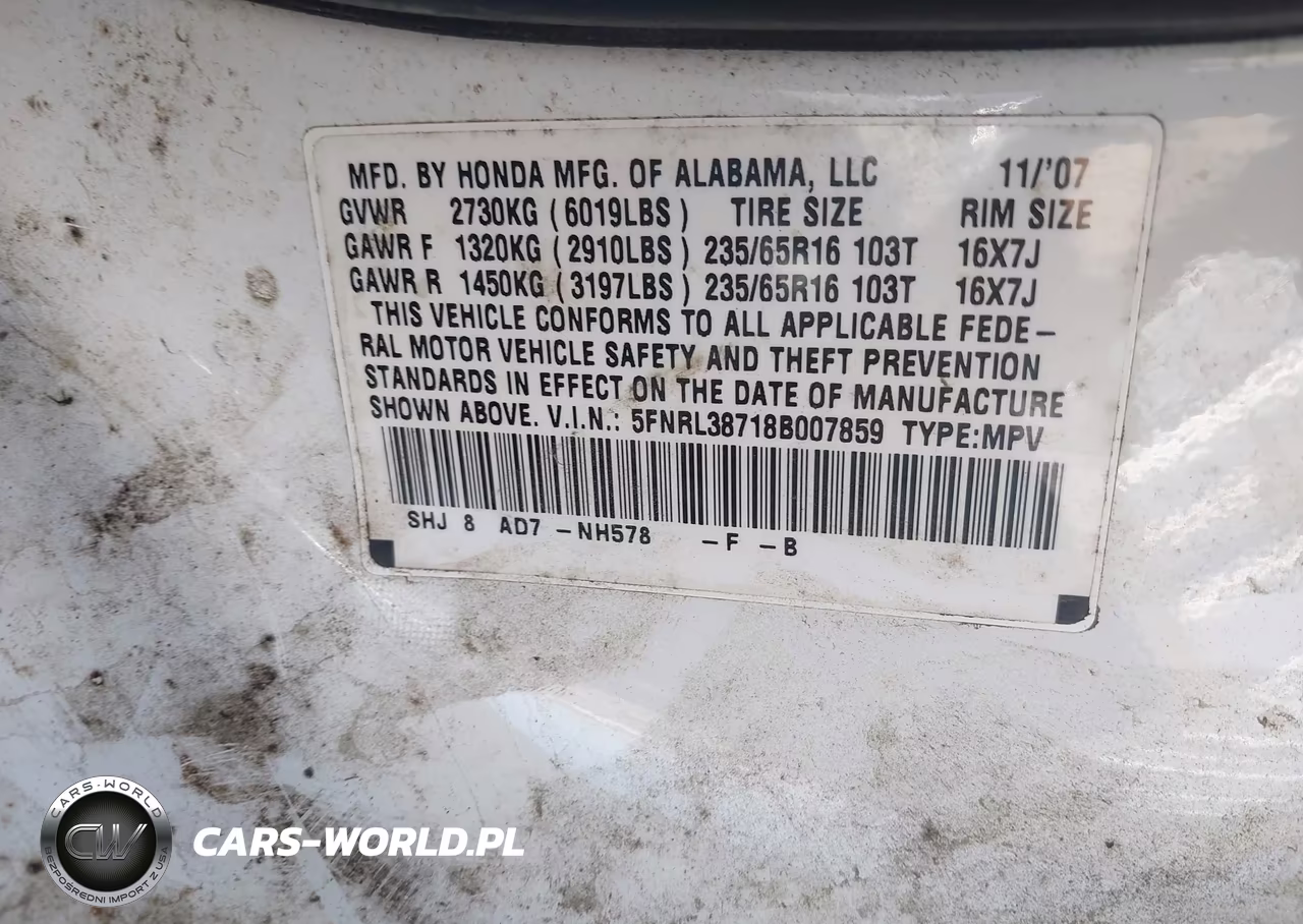 2008 Honda Odyssey Ex-L VIN:5FNRL38718B007859 - 9