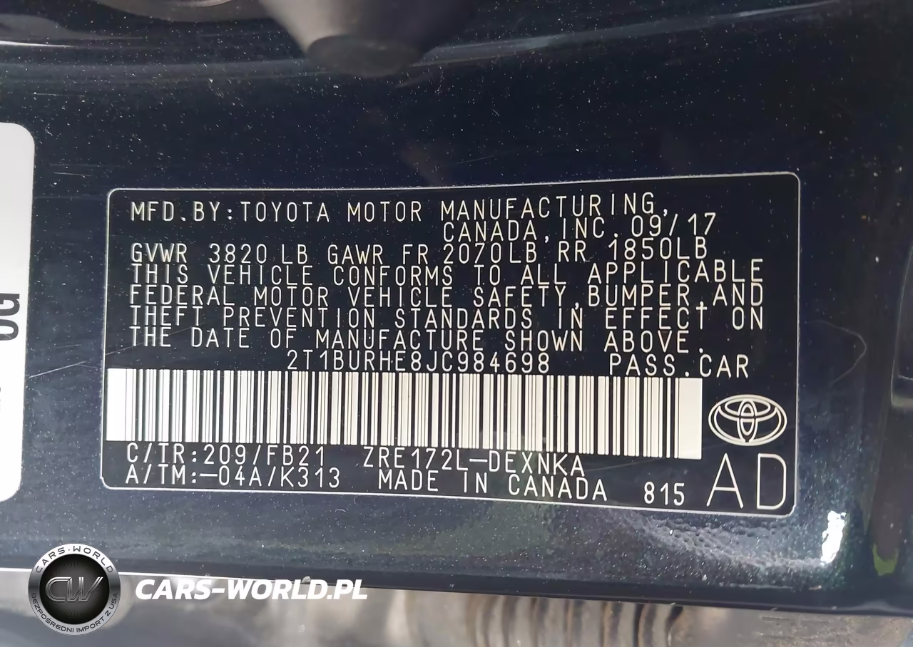 2018 Toyota Corolla Le VIN:2T1BURHE8JC984698 - 9