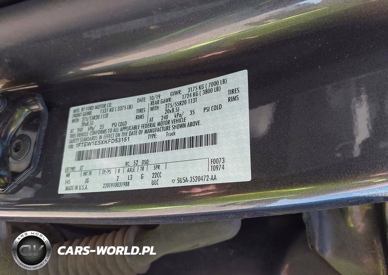 2019 Ford F-150 Xl VIN:1FTEW1E5XKFD53151 - 9