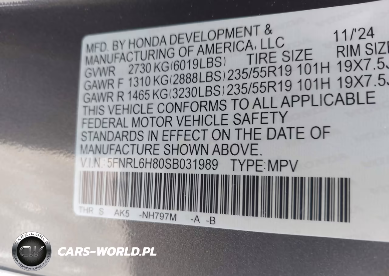 2025 Honda Odyssey Touring VIN:5FNRL6H80SB031989 - 9