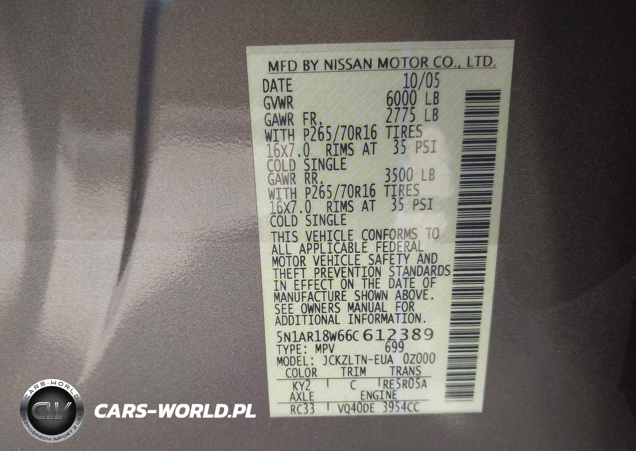 2006 Nissan Pathfinder Se VIN:5N1AR18W66C612389 - 9