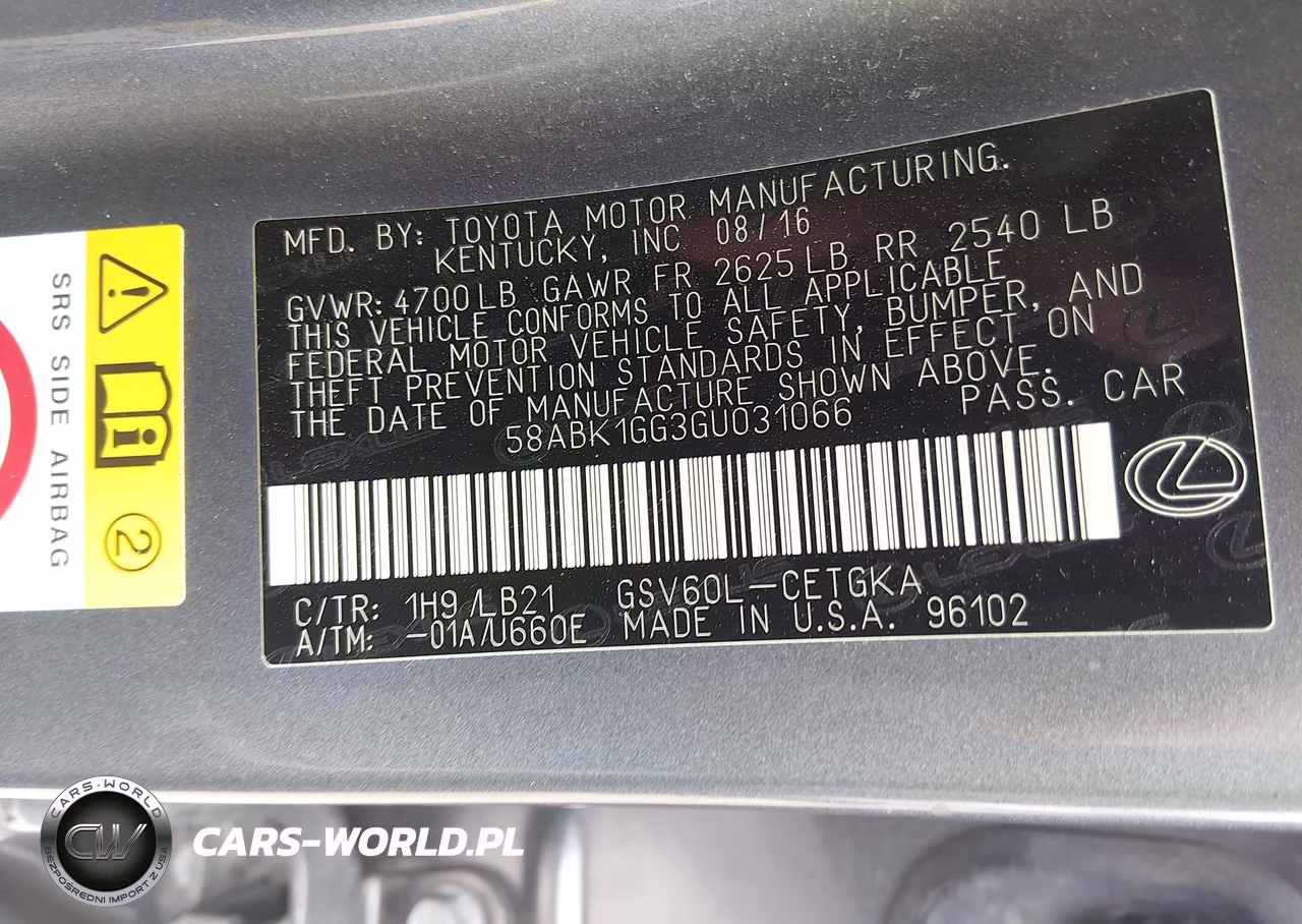 2016 Lexus Es 350 VIN:58ABK1GG3GU031066 - 9