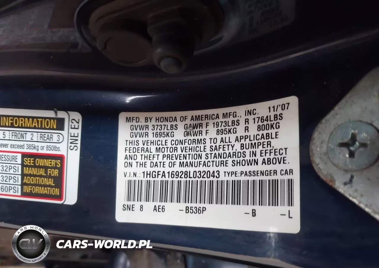 2008 Honda Civic Ex-L VIN:1HGFA16928L032043 - 9
