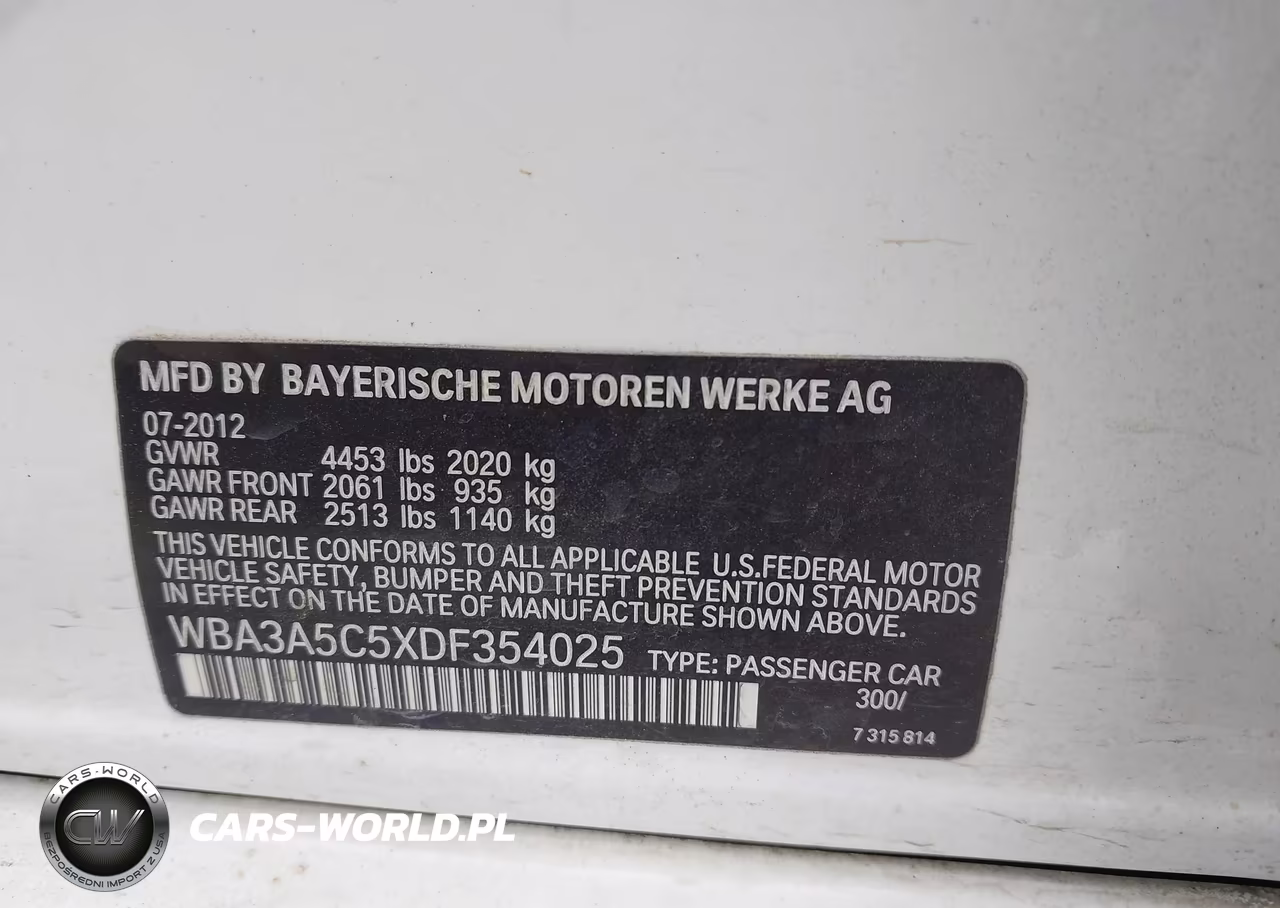 2013 BMW 328I VIN:WBA3A5C5XDF354025 - 9