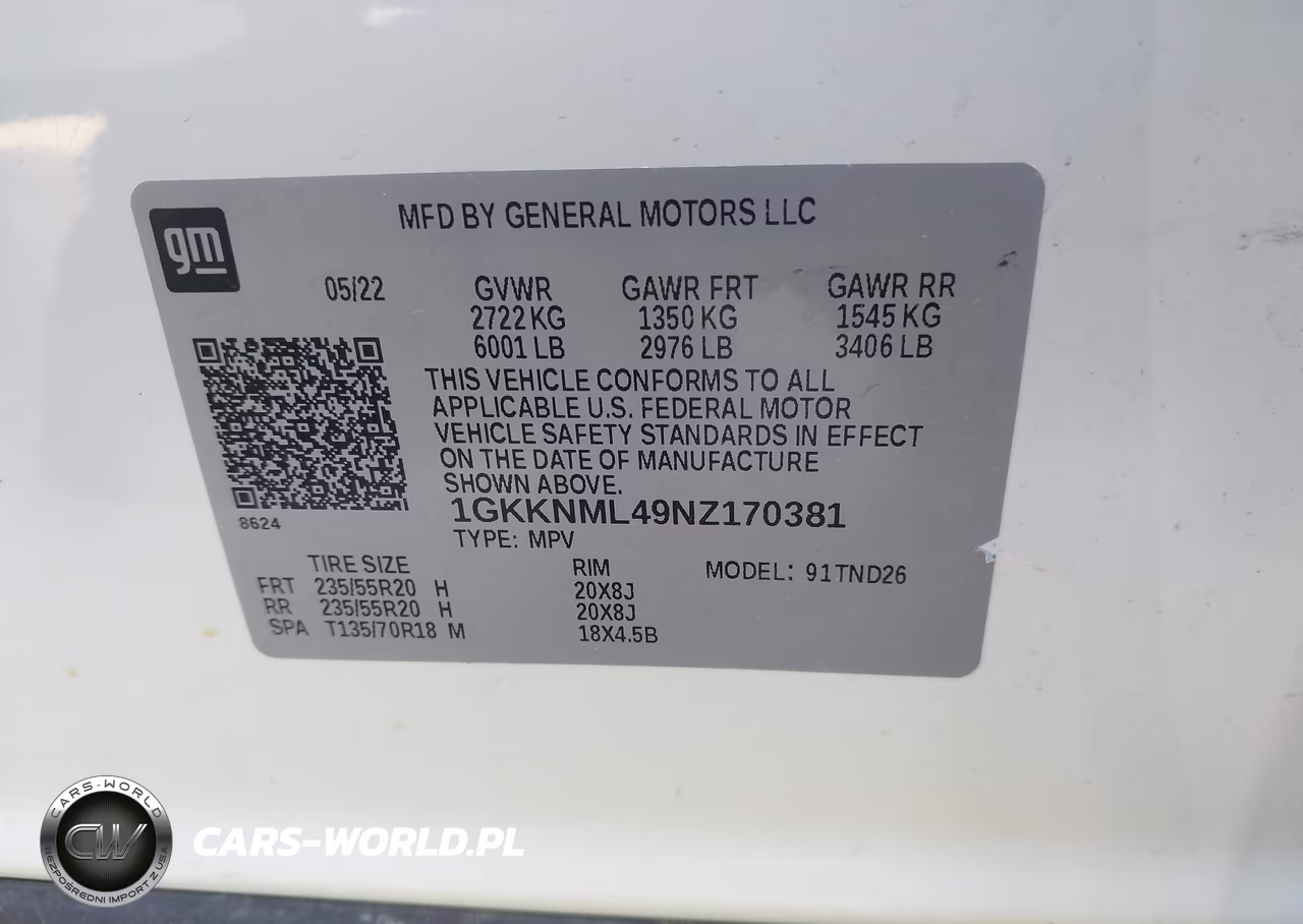 2022 GMC Acadia Fwd Slt VIN:1GKKNML49NZ170381 - 9