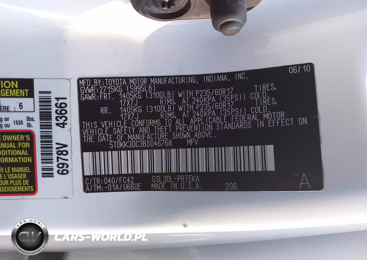 2011 Toyota Sienna Le V6 VIN:5TDKK3DC3BS046768 - 9