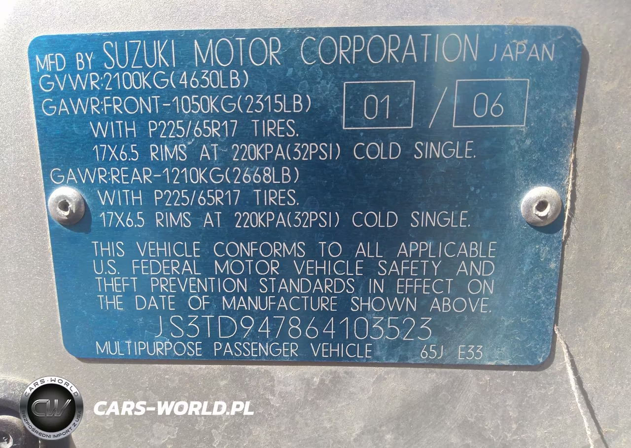 2006 Suzuki Grand Vitara Luxury VIN:JS3TD947864103523 - 9