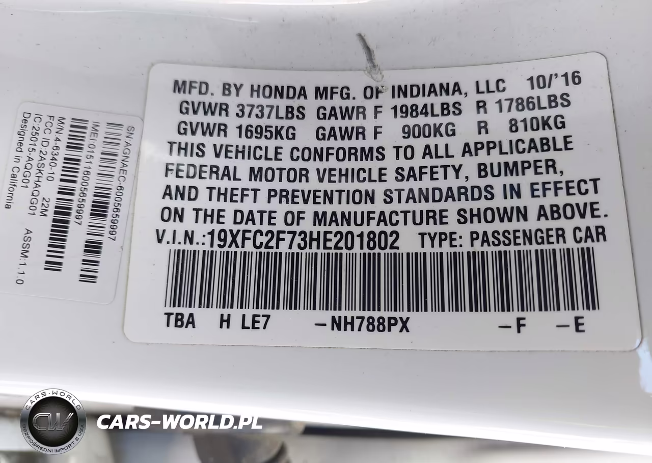 2017 Honda Civic Ex VIN:19XFC2F73HE201802 - 9