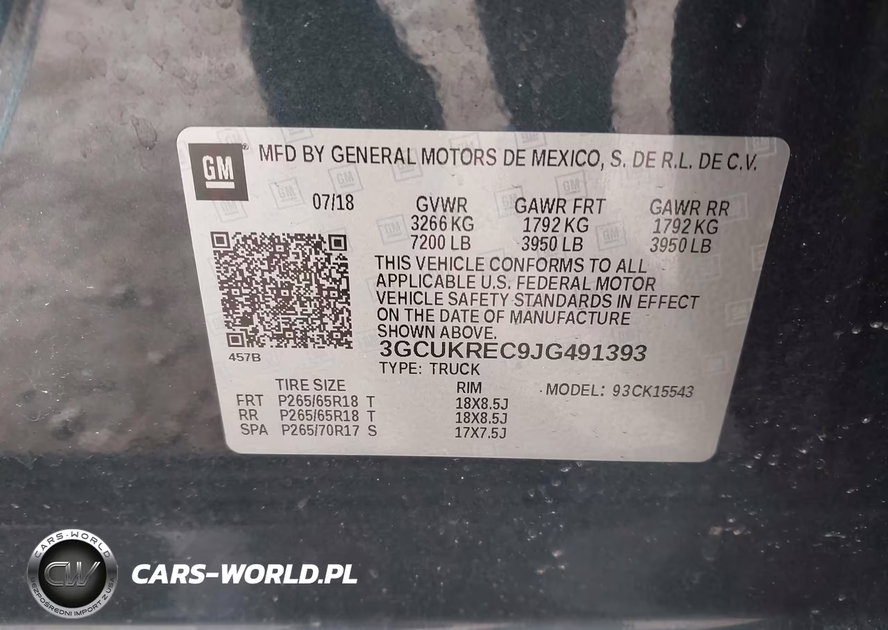 2018 Chevrolet Silverado 1500 2Lt VIN:3GCUKREC9JG491393 - 9