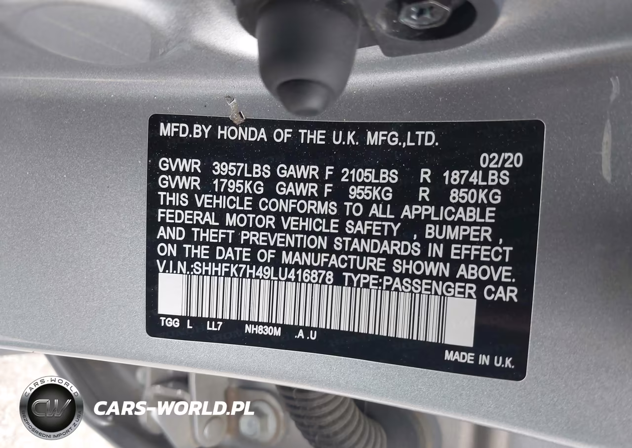 2020 Honda Civic Sport VIN:SHHFK7H49LU416878 - 9