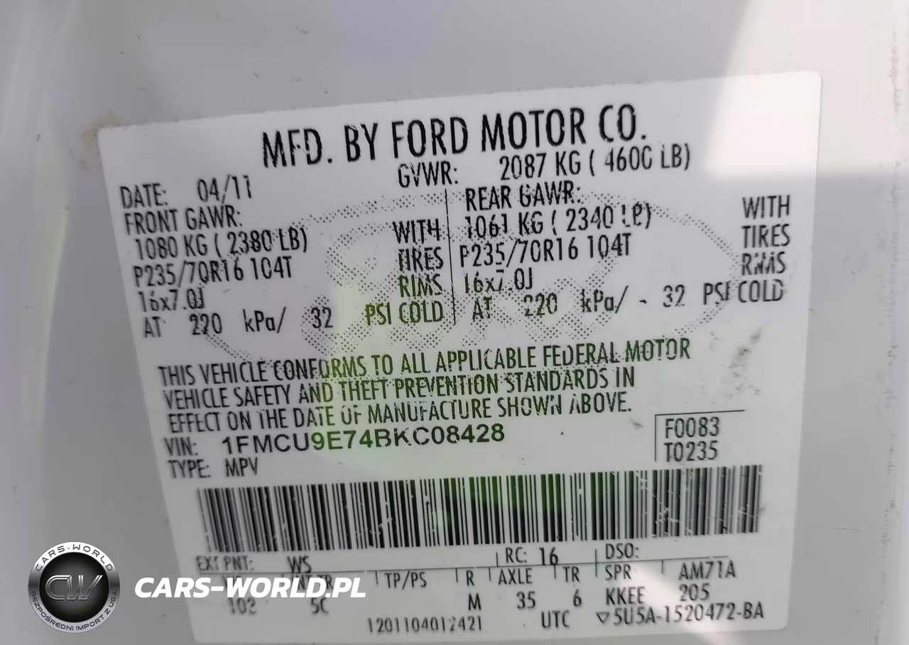 2011 Ford Escape Limited VIN:1FMCU9E74BKC08428 - 9