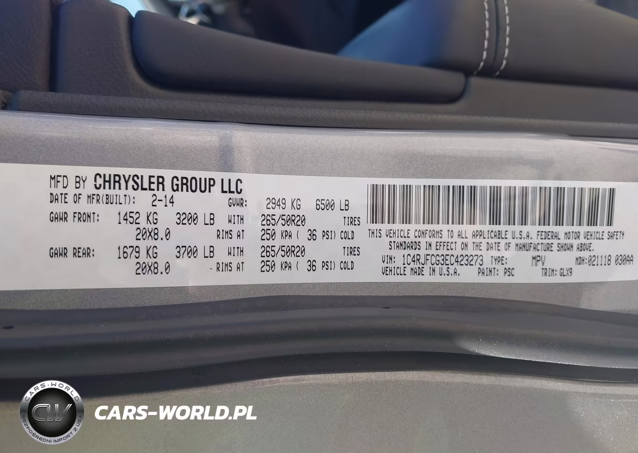 2014 Jeep Grand Cherokee Overland VIN:1C4RJFCG3EC423273 - 9