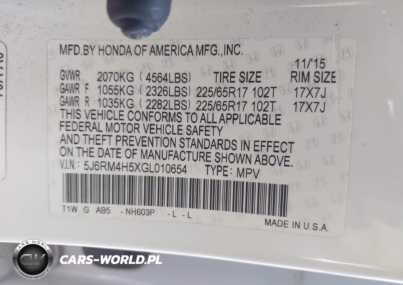 2016 Honda Cr-V Ex VIN:5J6RM4H5XGL010654 - 9